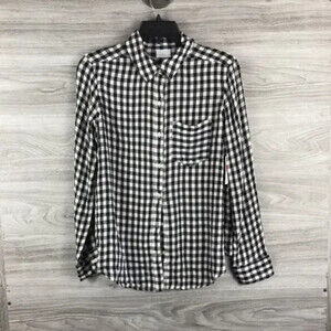 Abound Weekend Tie Front Black Annet Checked Light Shirt Size S